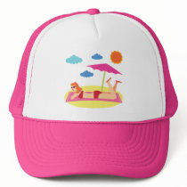 Retro Beach Pinup Girl Mesh Hats