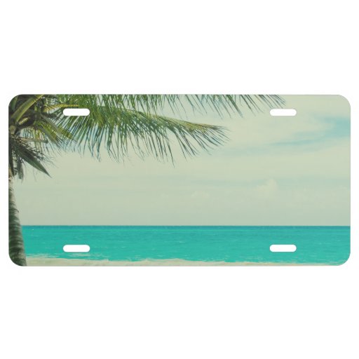 Retro Beach Theme License Plate 