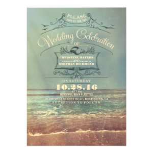 Retro beach wedding invitations - Vintage Seascape
