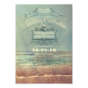 Retro beach wedding invitations - Vintage Seascape