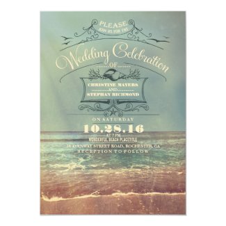 Retro beach wedding invitations - Vintage Seascape 5" X 7" Invitation Card