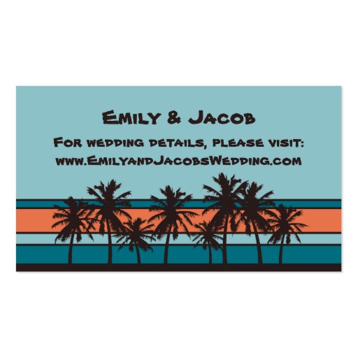 Retro Beach Wedding Website Insert Cards Business Card (front side)
