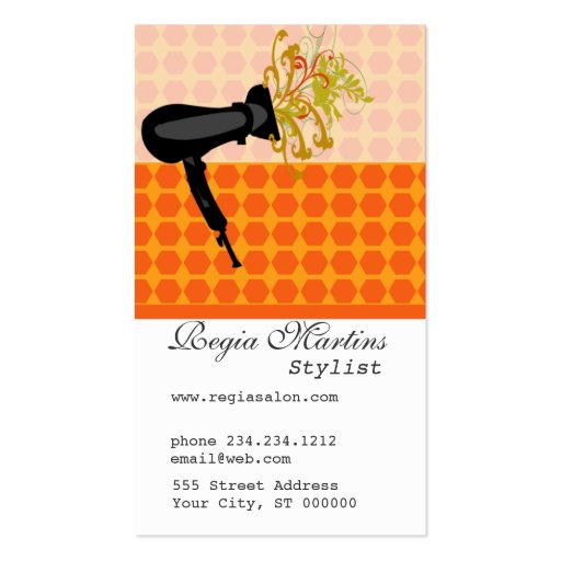 Retro Beauty Salon Stylist Business Cards (front side)
