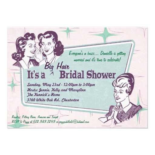 Retro Beehive Hairdo-Big Hair Bridal Shower -smlr Personalized Invitation