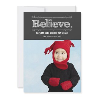 Retro Believe Holiday Photo Card