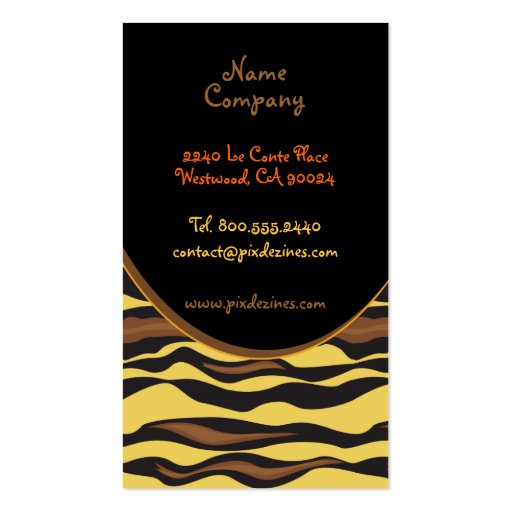Retro Bengal Tiger Stripe design profile cards Business Card