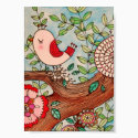 Retro bird, branch, and flowers posters