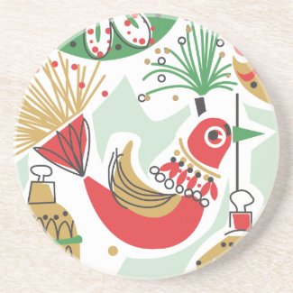 Retro Bird Holiday Coaster coaster