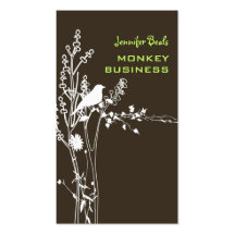 Retro bird on a branch + brown business card templates