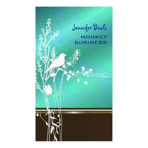 Retro bird on a branch business card template