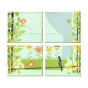 Retro birds and flowers Canvas Print 2 wrappedcanvas