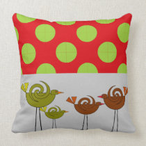 Retro Birds Decorative Pillow Polka Dots pillows