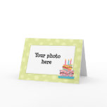 Retro birthday cake photo frame greeting card