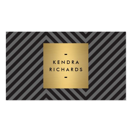 Retro Black and Gray Pattern Gold Name Logo Business Card Templates (front side)