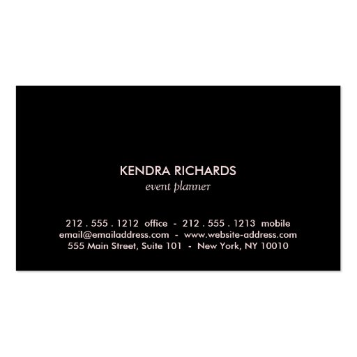 Retro Black and Pink Pattern Gold Name Logo Business Card Template (back side)