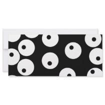 Retro black and white circle design. custom rack cards
