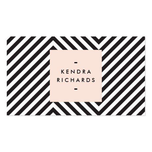 Retro Black and White Pattern Simple Name Logo Business Card Template (front side)