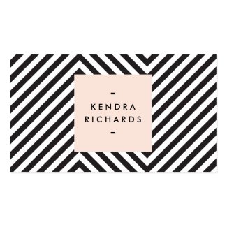 Retro Black and White Pattern Simple Name Logo Double-Sided Standard Business Cards (Pack Of 100)