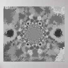 Retro black and white tie dyed pattern print