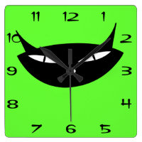 Retro black cat face with numbers wall clocks