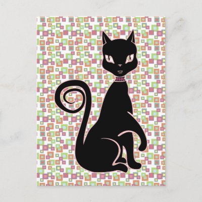 Retro Black Cat Postcard