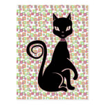 Retro Black Cat Postcard