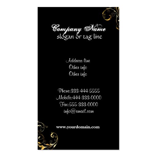 Retro Black Elegant Business Cards (front side)