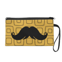 Retro Black Mustache Wristlet