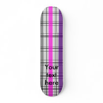 Retro black pink and white plaid custom skate board