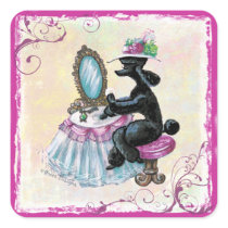 Retro Black Poodle in Her Boudoir Sticker