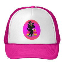 Retro Black Poodle on Phone Hats