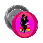 Retro Black Poodle on Phone Pinback Button