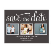 retro black save the date postcard