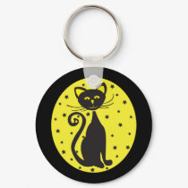 Retro Black Starry Cat keychains