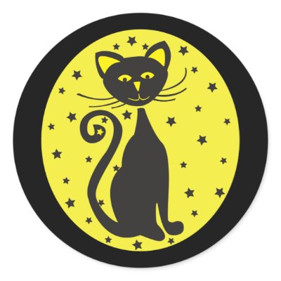 Retro Black Starry Cat stickers