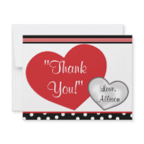 Retro Black, White and Red Thank You Note invitations
