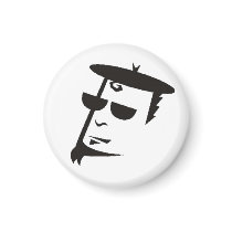 Retro Black & White Beatnik Hipster Refrigerator Magnet
