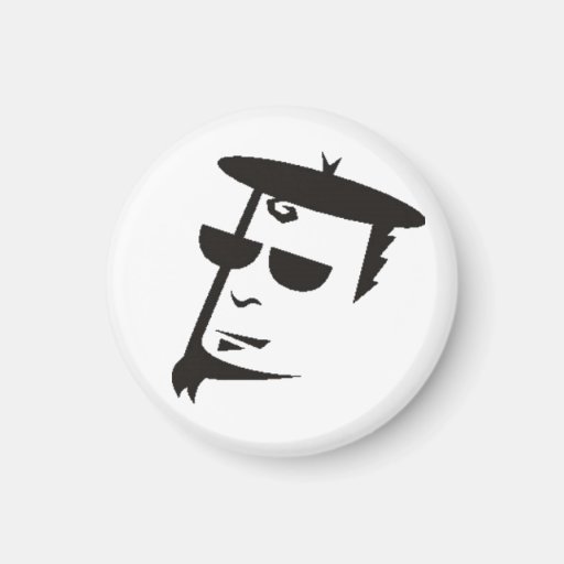 Retro Black & White Beatnik Hipster Refrigerator Magnet