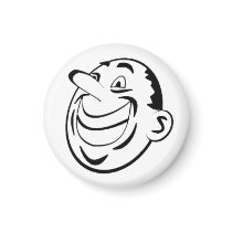 Retro Black & White Comic Happy Man Face magnets