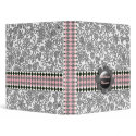 "Retro Black White Floral Checked - Customize" binders