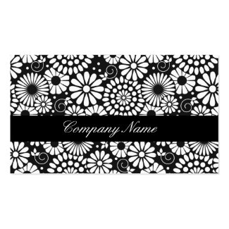 Retro black white flowers Business Card
