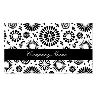 Retro black white flowers Business Card