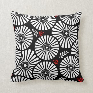 Retro black white flowers Pillow