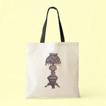 Retro Black & White Lamp Tote bags