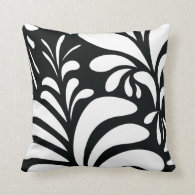 Retro black white modern swirls pillow