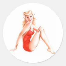 Retro Blonde Pin Up Girl Stickers