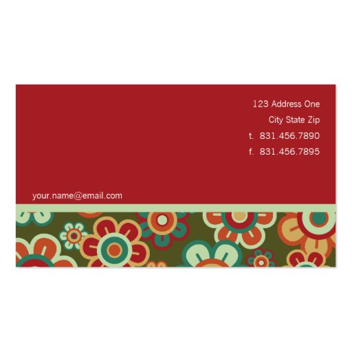 Retro Blooms Flower Custom Template Profile Card Business Card Templates (back side)