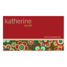 Retro Blooms Flower Custom Template Profile Card Business Card Templates