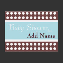 Retro Blue and Brown Baby Shower Invitation postcards by jgh96sbc Retro Blue and Brown Baby Shower Invitation postcards