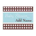 Retro Blue and Brown Baby Shower Invitation postcards by jgh96sbc Retro Blue and Brown Baby Shower Invitation postcards